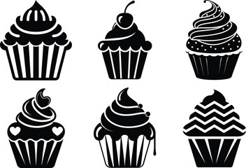 Cupcake silhouette vector illustration, isolated on white background
