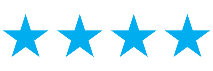 Four star rating. Product review flat icon for apps and websites.