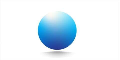 Set with glass colorful blue balls. Glossy realistic ball, 3D abstract vector illustration highlighted on a white background. Big metal bubble with shadow.