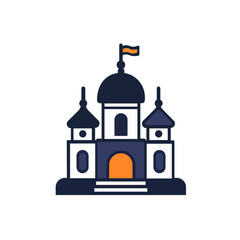 Stylized Castle with Three Towers and Arched Entrance