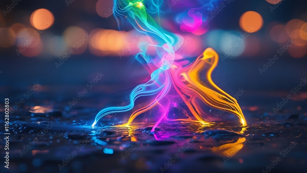 Poster abstract colorful background with lights. generative ai.