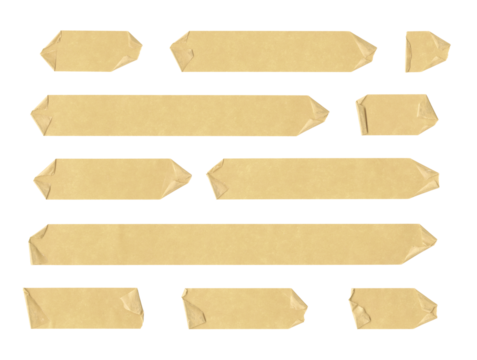 peeled adhesive tape strips on transparent background