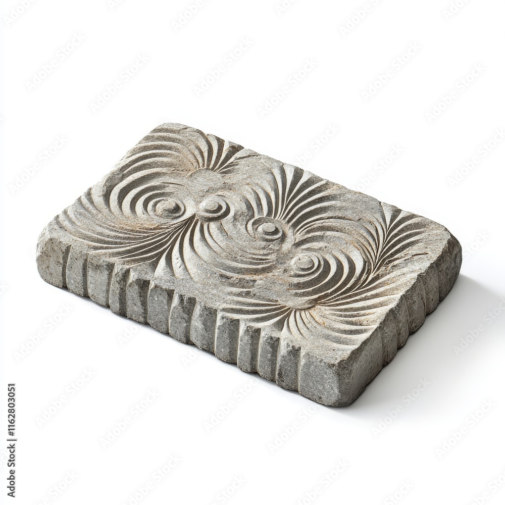 Poster a textured concrete block featuring intricate swirling patterns, perfect for architectural design in