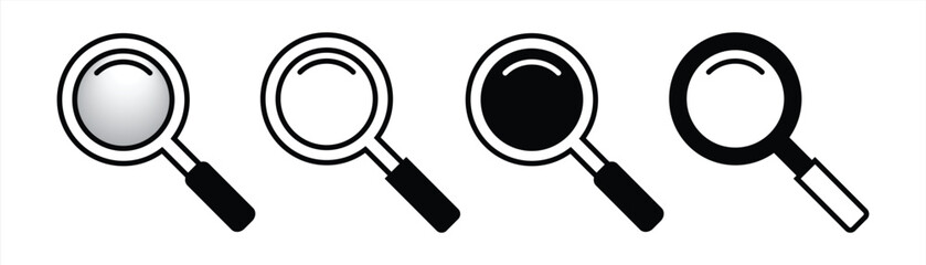 Magnifying glass icon in line style and flat. Vector illustration