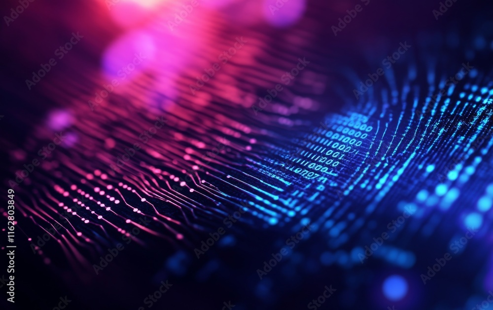 Poster a vibrant abstract representation of digital connections, highlighting intricate lines and glowing c