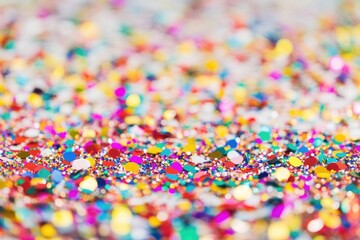 Colorful confetti sprinkles in a close-up shot, great for celebrations and parties