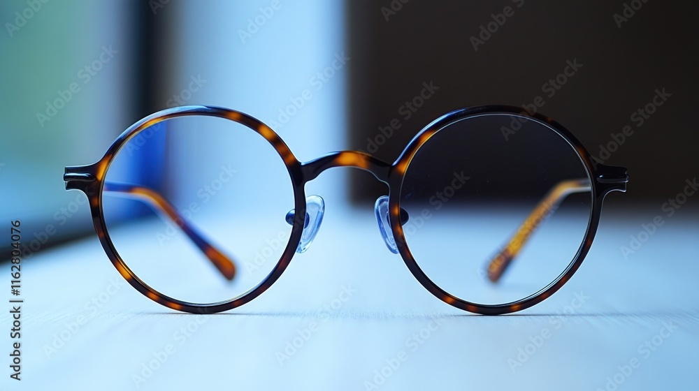 Aufkleber a pair of glasses resting on a table