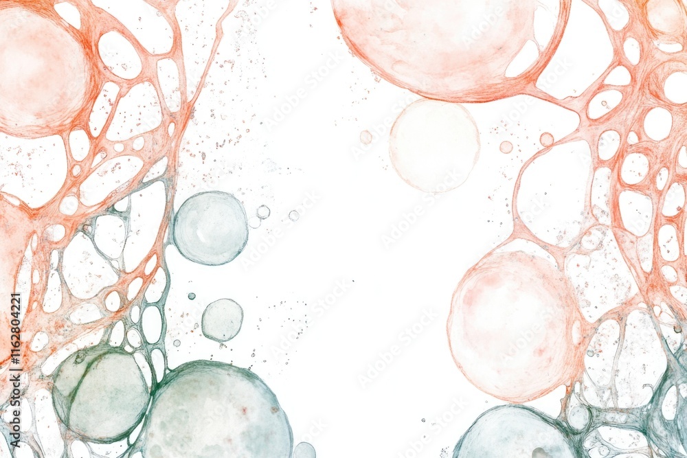 Poster a close-up view of colorful bubbles in a watercolor painting, great for backgrounds or design elemen