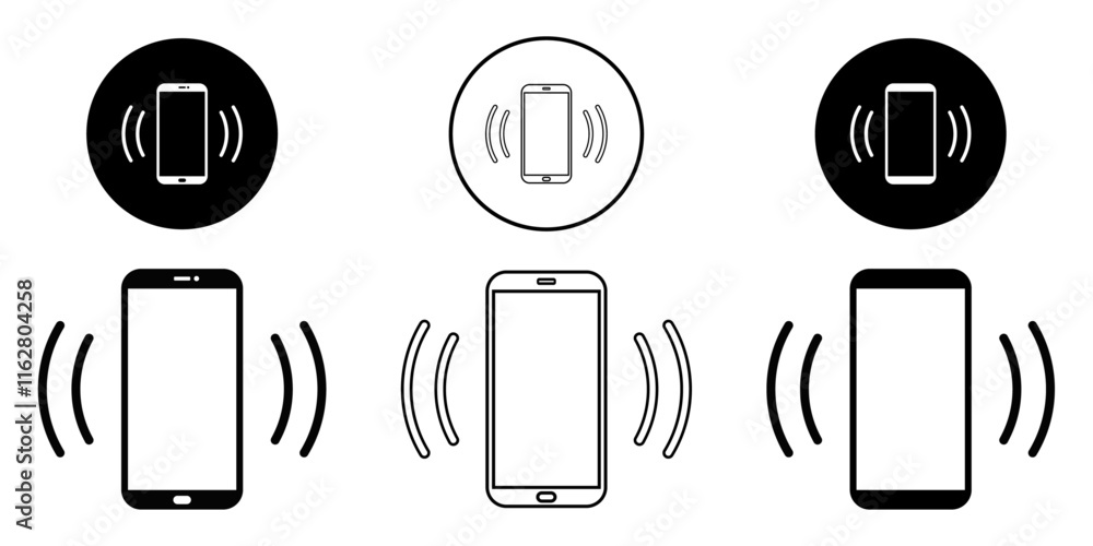 Poster ringing smartphone icon call line vibration digital mobile lint art technology cellular receiver
