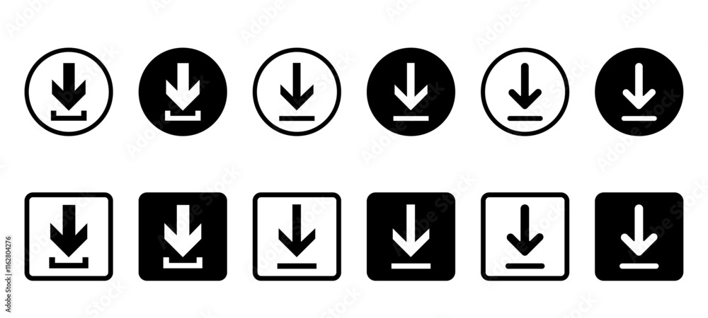 Aufkleber download icon set web cyberspace download arrow navigation technology internet business computer