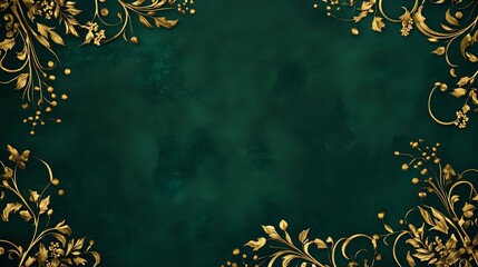 Elegant Christmas and New Year banner with golden filigree borders, bold typography and a velvety dark green background