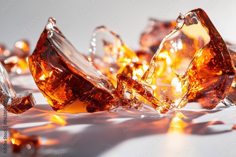 Poster Collection of transparent objects on a surface, suitable for interior design or product presentation