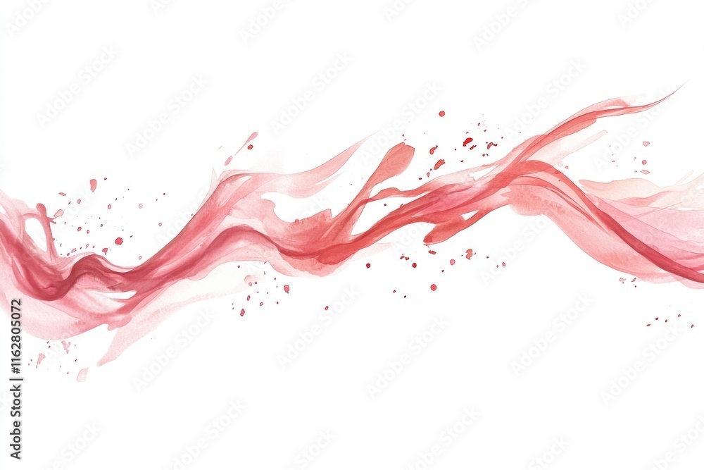 Poster a vibrant wave of pink paint splashes across a clean white background, perfect for adding color and 