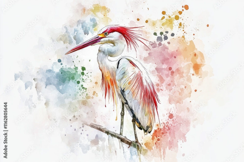 Aufkleber a colorful illustration of a bird resting on a branch, perfect for adding a touch of nature to your 