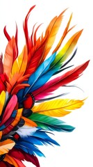 Fototapeta premium A vibrant display of colorful feathers, showcasing the beauty and diversity of nature's palette in a striking arrangement.