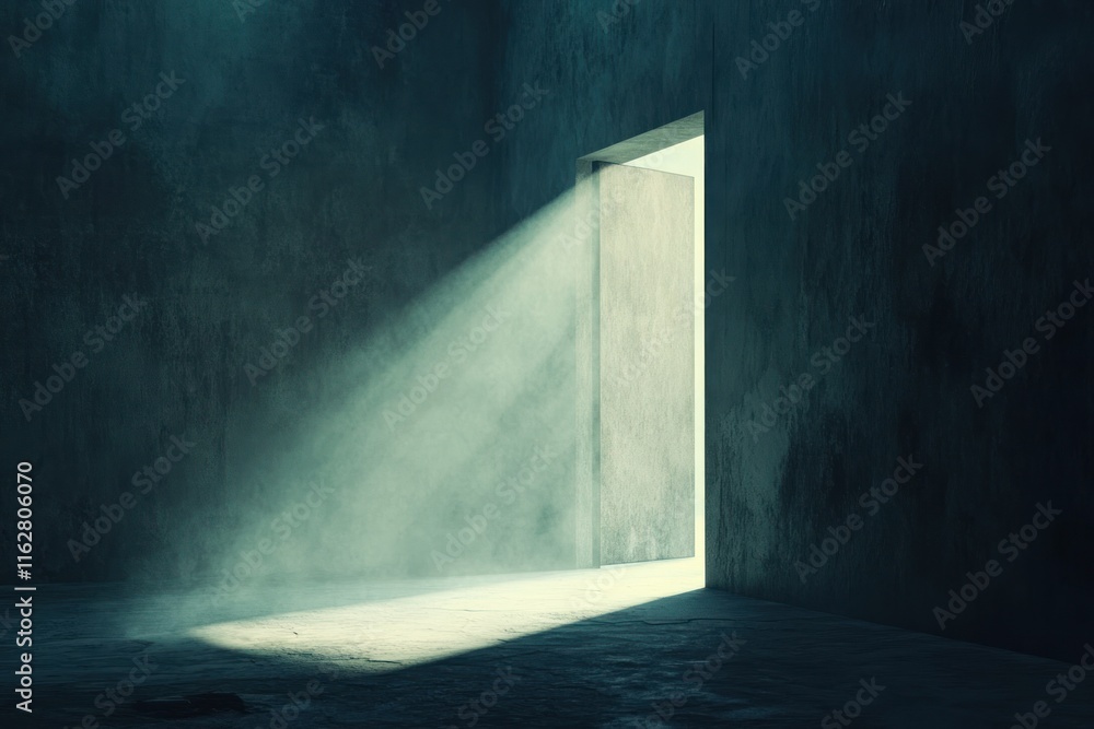 Poster minimalistic scene of an open doorway with light