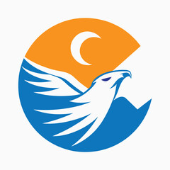 Minimalist Eagle silhouette vector Logo