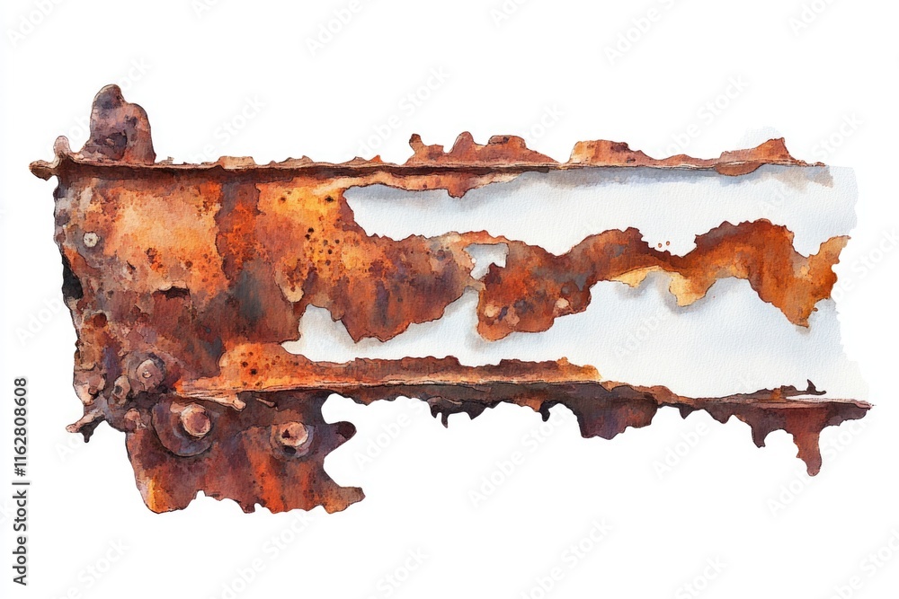 Poster a close-up of a rusted metal object on a white background