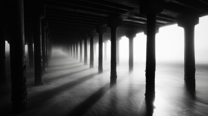 Serene Seascape with Long Exposure and Sunlight Effects