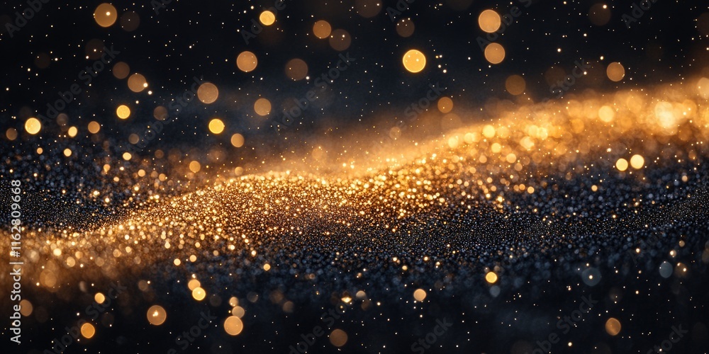 Aufkleber A dark background with golden accents and many twinkling lights, perfect for use in events or as a design element