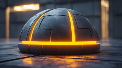 Glowing containment dome with textured surface and intricate patterns
