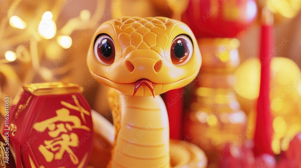 Aufkleber close-up view of a figurine snake, ideal for use in fantasy or mythology-related designs