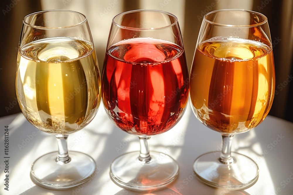 Aufkleber a table with three empty glasses and no wine bottle in sight, perfect for a party or gathering
