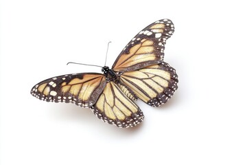 Fototapeta premium Close-up shot of a colorful butterfly perched on a white surface