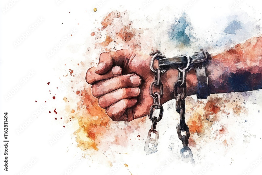 Poster Two hands grasping a chain, symbolizing unity and connection