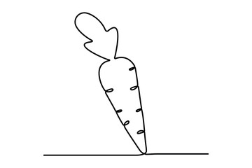 Carrot continuous single line art drawing of white background 
