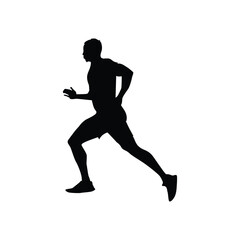 Black color running man vector silhouette 