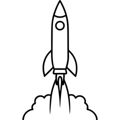 Minimalist Rocket Launch Line Art Vector