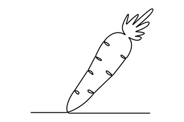 Carrot continuous single line art drawing of white background 