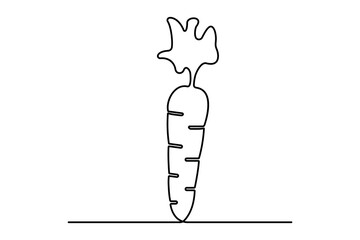 Carrot continuous single line art drawing of white background 