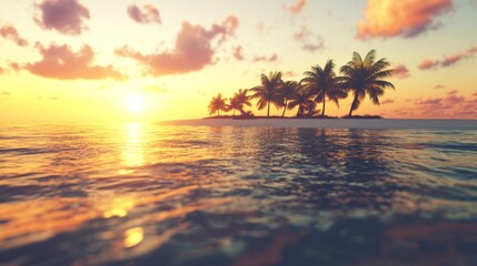 Vintage Islands with Natural Background at Golden Hour