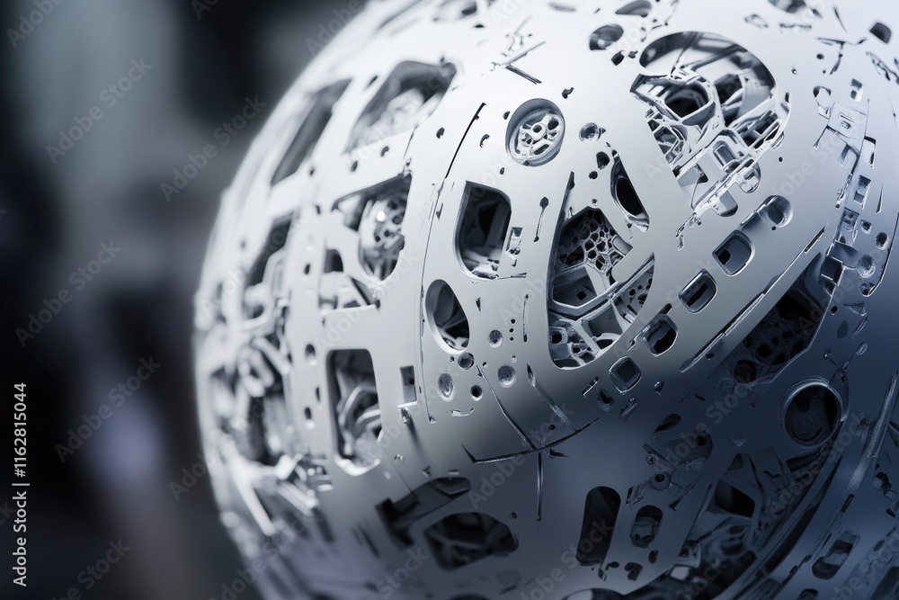 Aufkleber A detailed view of a mechanical device featuring interlocking gears and a metallic ball