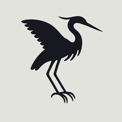 Obraz premium very simple flat and minimalist heron silhouette in black on a white background