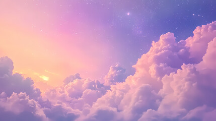 Heavenly anime starfall scene cascading stars cosmic clouds vivid colors ethereal glow dreamlike sky celestial wonder digital art style with magical atmosphere. Starfall. Illustration