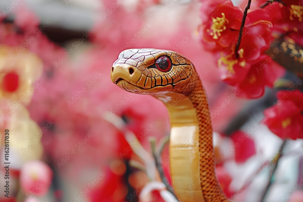 Aufkleber a close-up view of a snake statue with intricate details