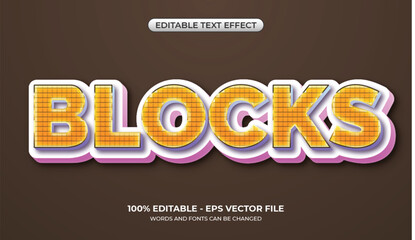 3D Blocks text effect. Editable kid's game graphic styles