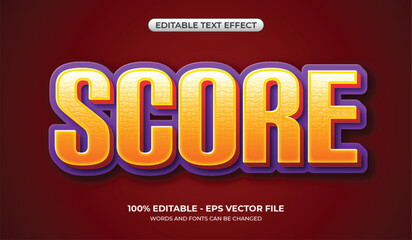 3D Score text effect. Editable yellow and purple gaming graphic styles