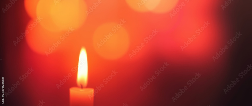 Aufkleber burning candle creating warm light and glowing red bokeh effect