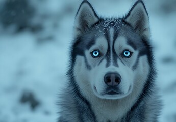 Obraz premium Stunning Husky Dog Portrait: Winter Wonderland Canine