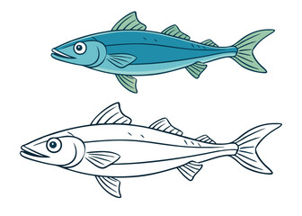 A detailed coloring page of a haddock fish, showcasing its distinct dark lateral line, pale underbelly, and patterned fins, perfect for creative coloring enthusiasts.