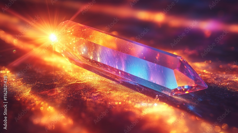 Poster a large crystal sits on a shiny surface, ideal for use in advertising, marketing or product placemen