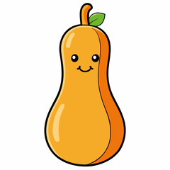 Cartoon Smiling Butternut Squash Vector Illustration