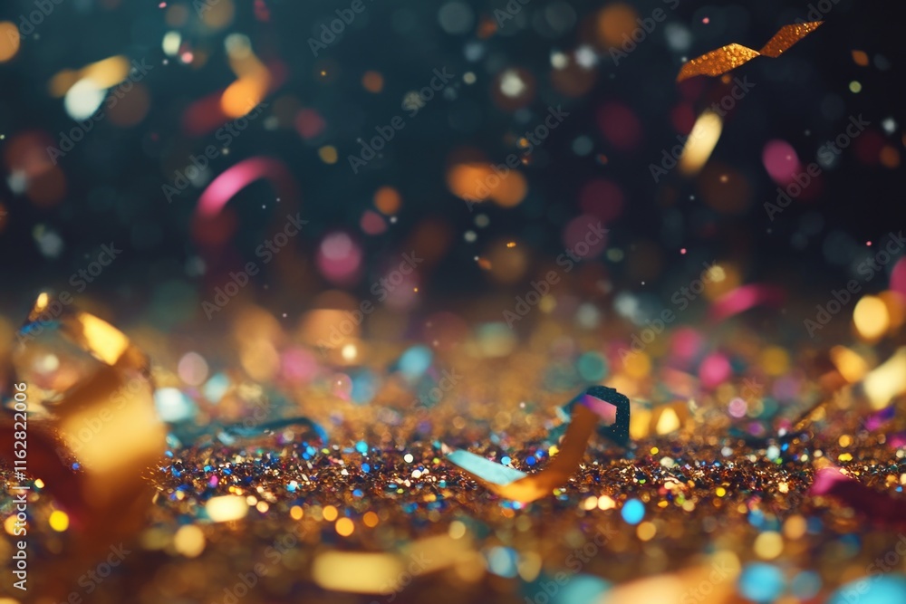 Aufkleber a colorful scene with confetti raining down from above