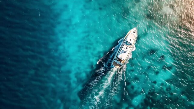 White sailing yacht in the middle of the boundless sea with calm water.