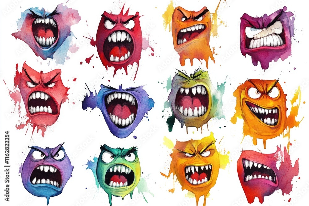 Aufkleber a collection of cartoon characters displaying various emotions