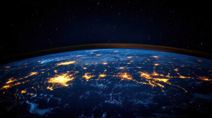 Obraz premium Earth at night, city lights glowing. (1)